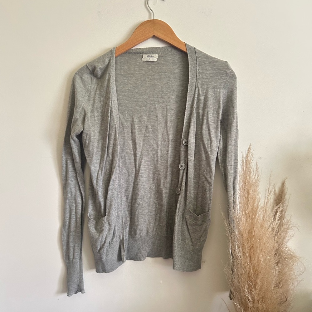 Classic Light Gray Women's Button Cardigan Sweater